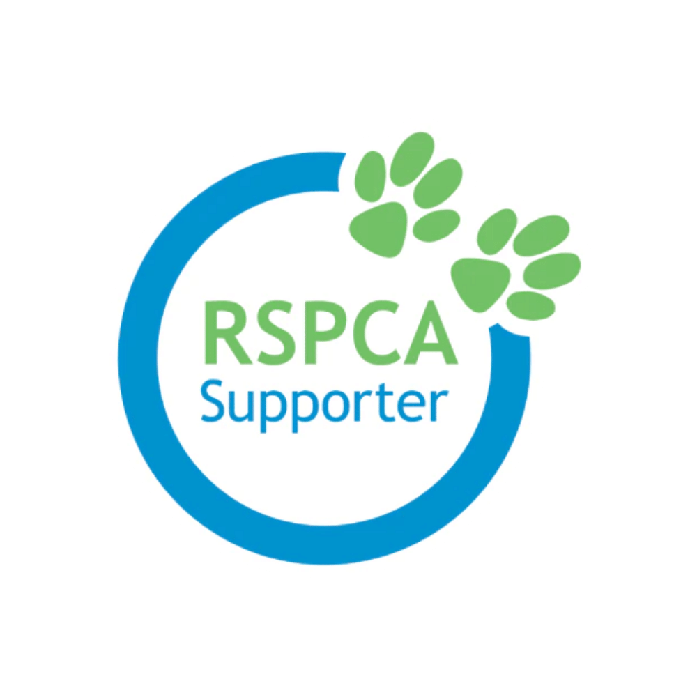 RSPCA supporter badge with the organization's logo and text, indicating Nozey's support for the RSPCA on their About Us page