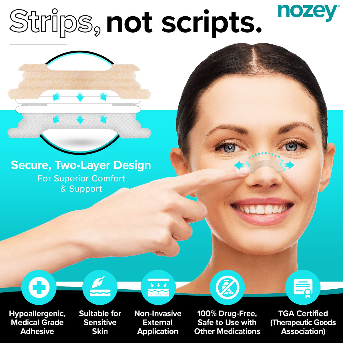 Anti-snoring nose strips for better sleep
